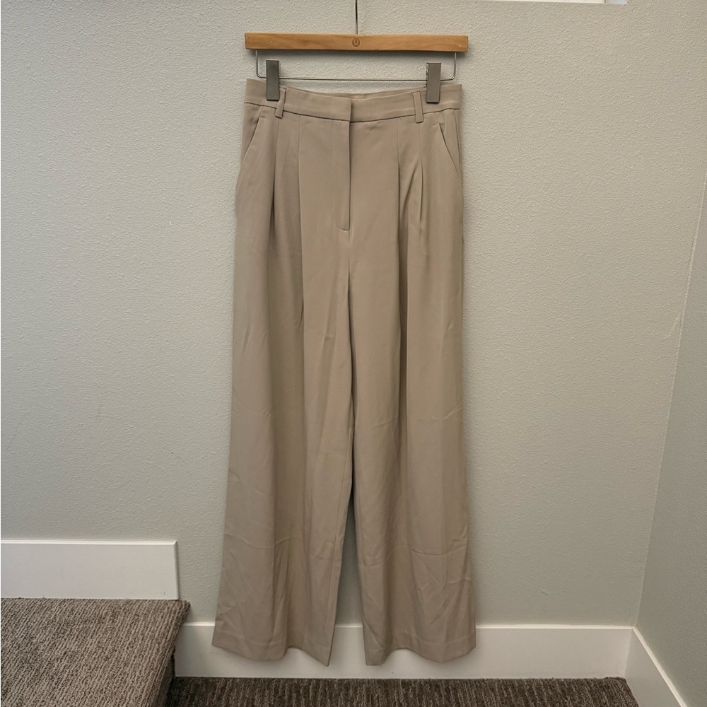 H&M Wide-Leg Trousers, Size 6, Tan/Taupe